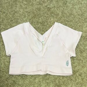 Free People Light Pink V-Neck Crop Top EUC